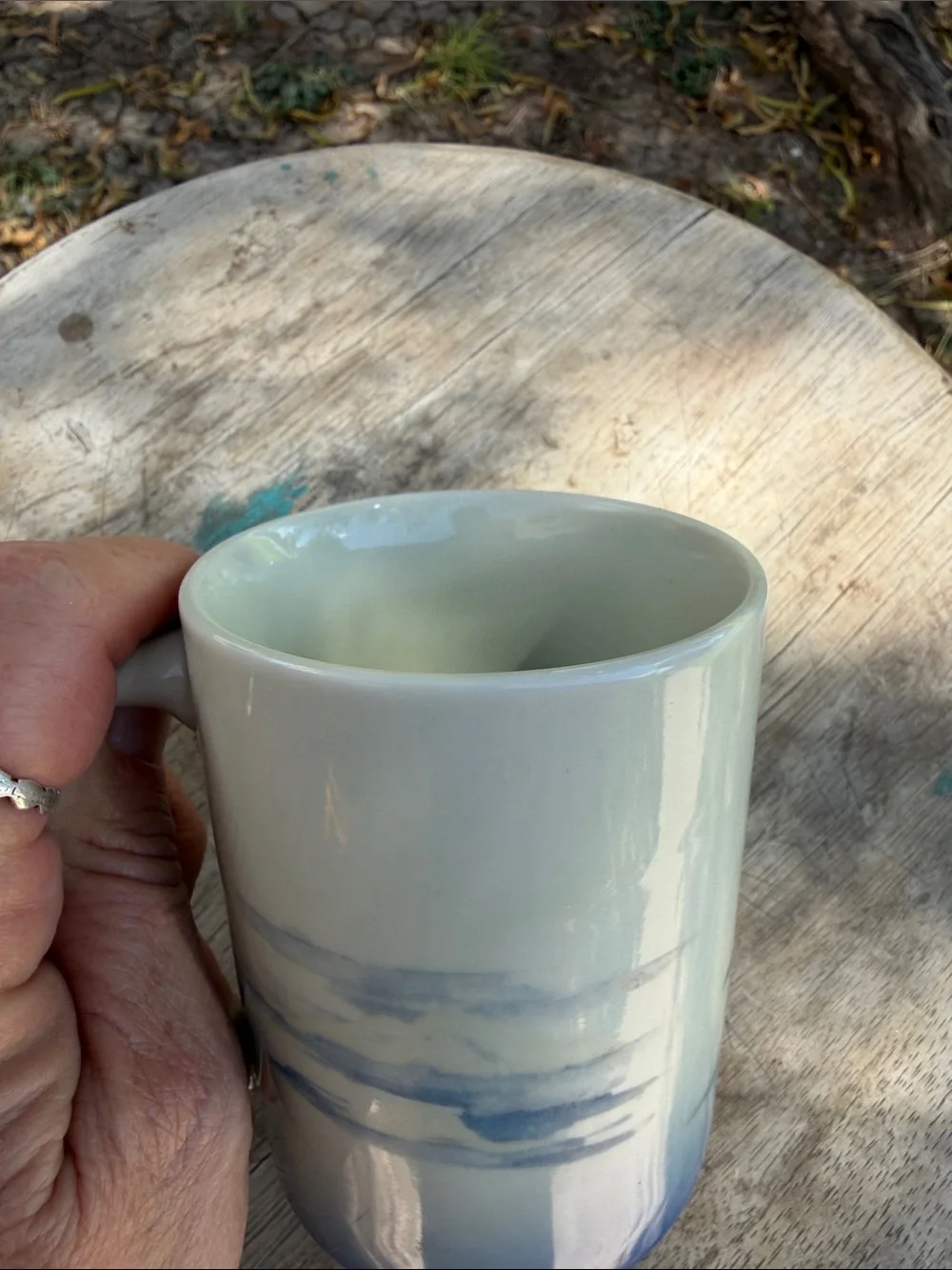 Otagiri Sea Otter Family Ceramic Mug in White and Blue